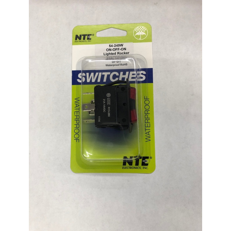 SPDT on off on 20A 125V waterprf Rd/Rd 54-249W