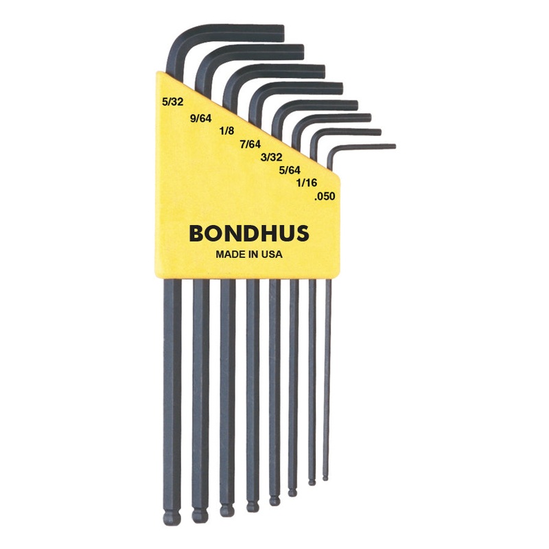 10932, Bondhus 8 Piece Standard Set, Hex End Balldriver L-Keys ~ 0.050″ to 5/32″