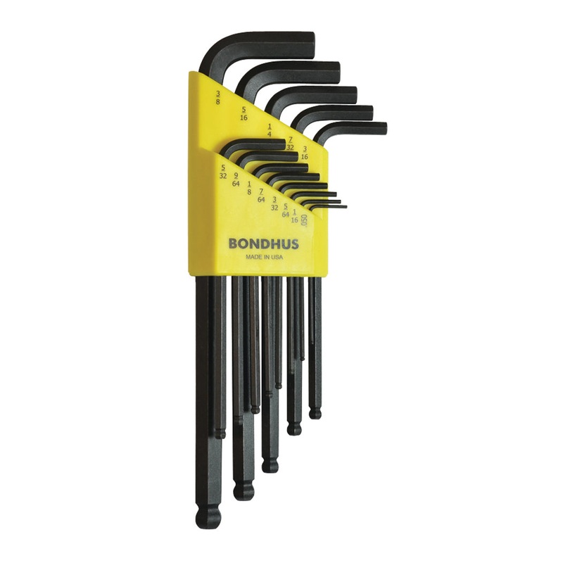 10937, Bondhus 13 Piece Standard Set, Hex End Balldriver L-Keys ~ 0.050″ to 3/8″