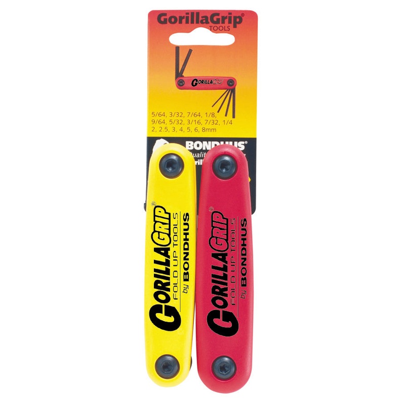 12522 (HF16), Bondhus Double Pack GorillaGrip Hex Key Fold Up Inch & Metric Sets