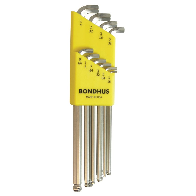 16738, Bondhus 10 Piece Stubby Set, Hex End Balldriver L-Keys ~ 1/16″ to 1/4″