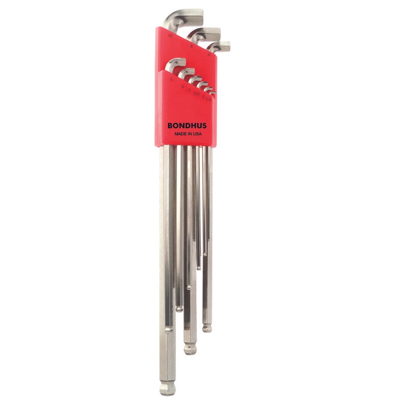 16799, Bondhus 9 Piece Stubby Set, Hex End Balldriver L-Keys ~ 1.5mm to 10mm