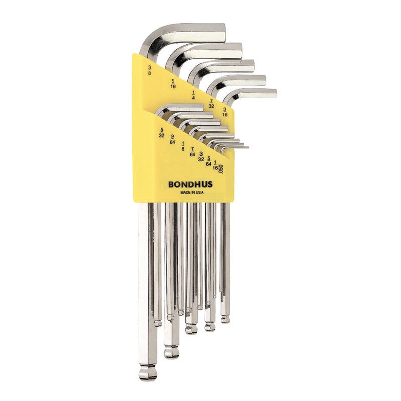 16937, Bondhus 13 Piece Standard Set, Hex End Balldriver L-Keys ~ 0.050″ to 3/8″