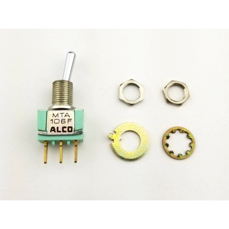 Alcoswitch MTA106H, SPDT ON-OFF-(ON), Round Bat Mini Toggle 6A@125V, 4A@28V DC