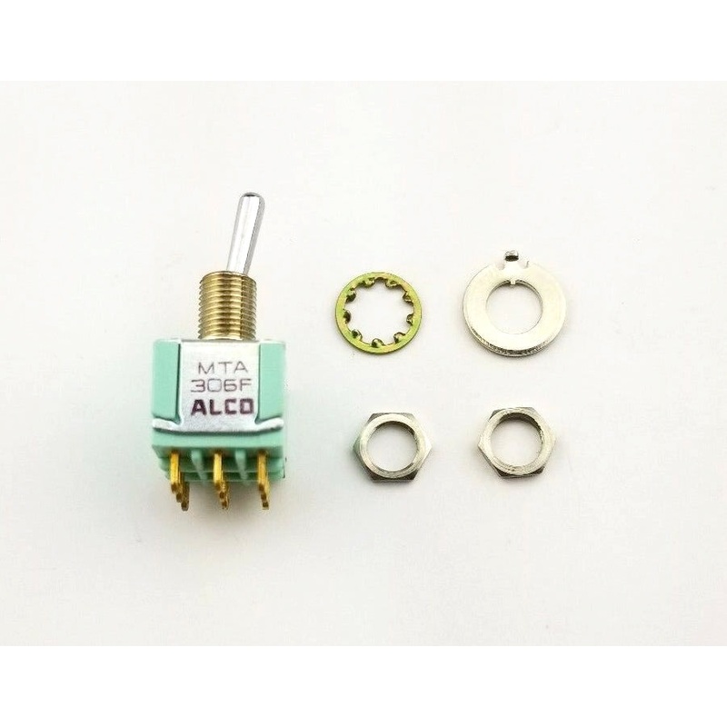 Alcoswitch MTA306F, 3PDT ON-(ON), Round Bat Mini Toggle 6A@125V, 4A@28V DC