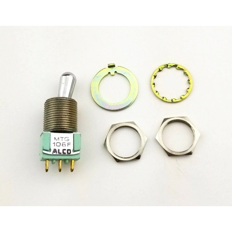 Alcoswitch MTG106F, SPDT ON-(ON), Mustang Bat Toggle 6A@125V, 4A@28V DC