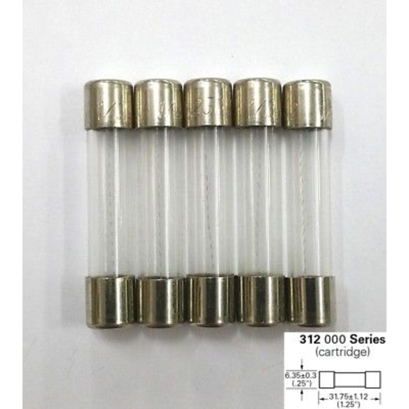 Lot of 5 Littelfuse 312.500, 1/2A @ 250V Fast Blow Fuses ~ 3AG 1/4″ x 1 1/4″