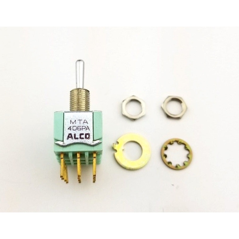 MTA406PA, Alcoswitch DP3T ON – ON- ON, Panel Mount Toggle Switch 6A 125V, (NOS)
