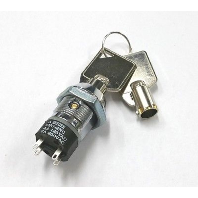 Philmore 30-10076 DPST, ON or OFF Position, Tubular Barrel Type Key Switch