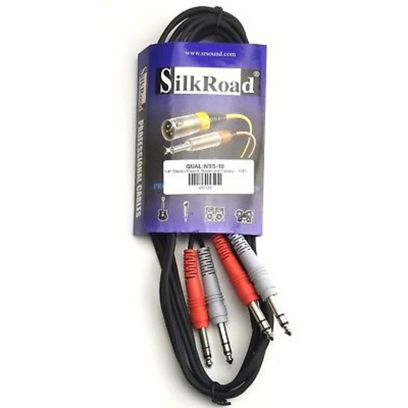10′ SR Sound NSS-10, 1/4″ Stereo Plug to Plug Balanced Audio Cable, 10ft TRS