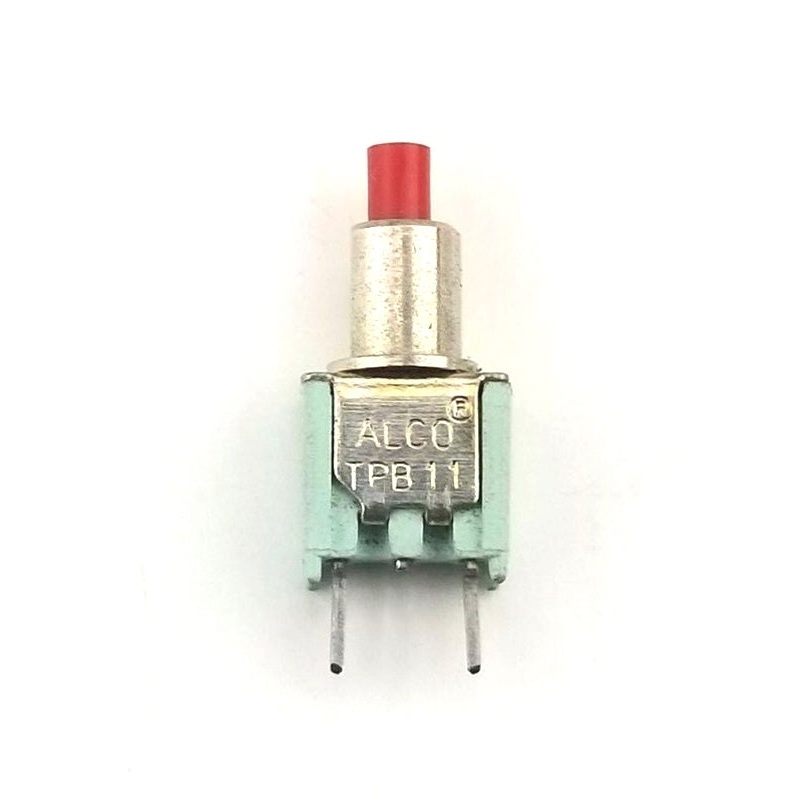 Alcoswitch TPB11CGPC2, SPST OFF-(ON) Momentary, PC Mount RED Push Button 0.4VA