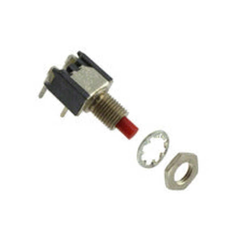 TPC11CGRA2, Alcoswitch ON-(ON) DPST Momentary Push Button Switch .4VA 20VDC Red Cap