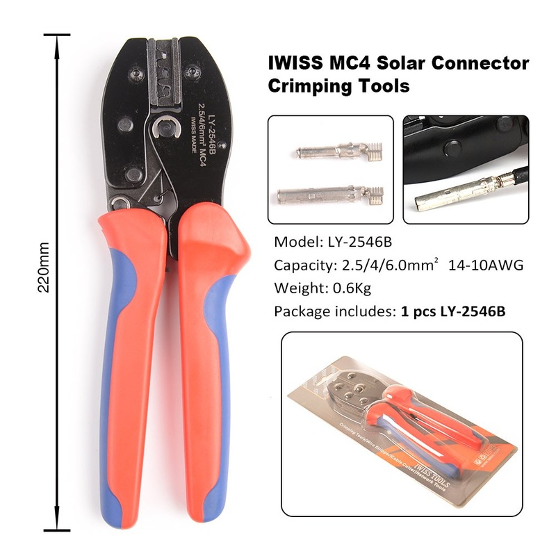 300-087 MC4 Crimp Solar PV Cable Crimping Tool for IWS4 Solar Connectors, AWG14-10,2.5/4/6mm2, Solar Crimper