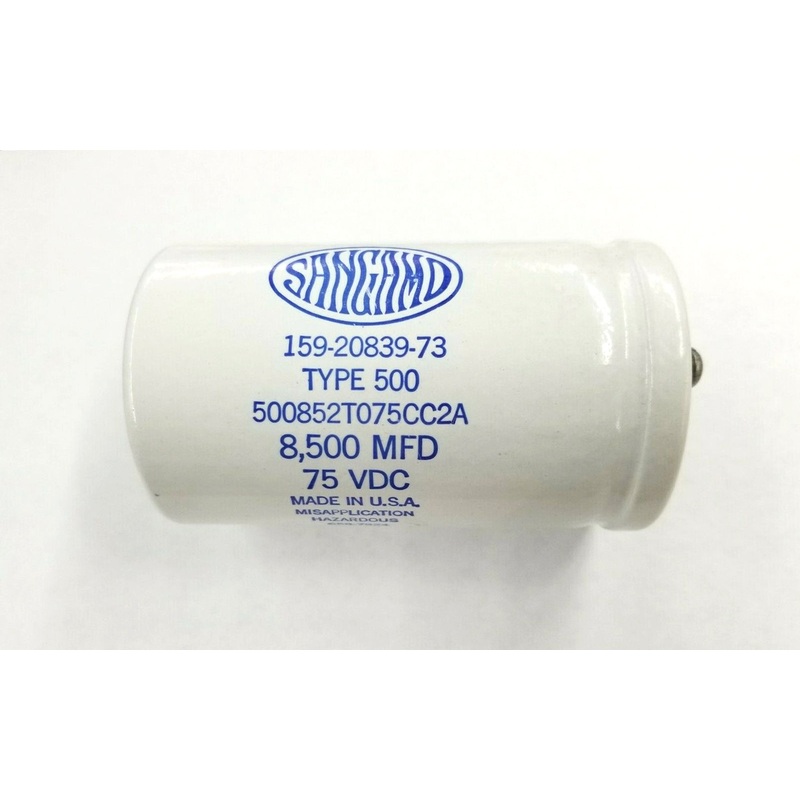 8,500uF 75V DC Sangamo Metal Can Capacitor ~ 64mm x 105mm