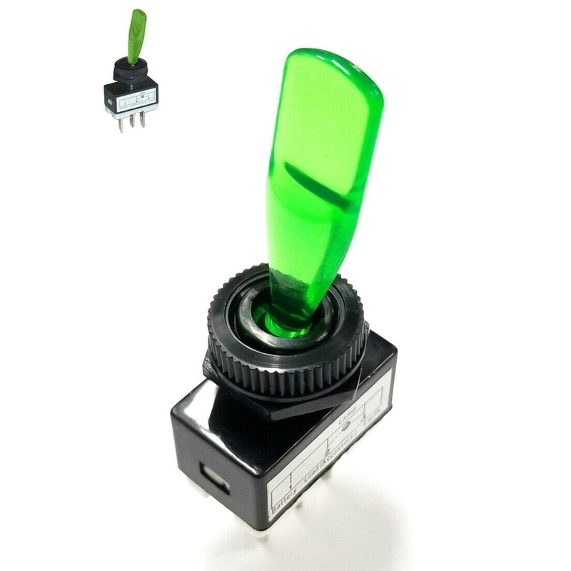 SPST ON-OFF GREEN Glow Paddle Toggle Switch 15A @ 12V DC #133271