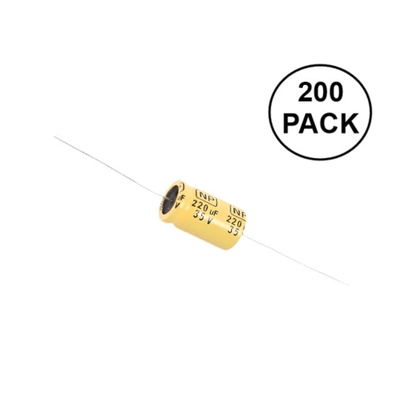 TN221M1V-1322, LELON 220uF 35V Axial Electrolytic Non-Polar Capacitors 200 Pack
