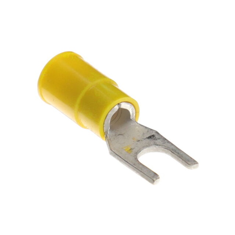 (2652) #10 Stud Yellow Vinyl Insulated Block Fork Terminals 12-10AWG ~ 50 Pack