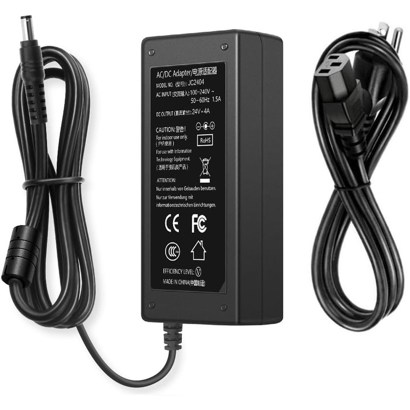 MVDC-24-4-2.5P, MVO  24V DC Power Supply 4A Universal AC Adapter, 100-240 50/60Hz Adapter to 24 Volts 4Amp Transformer, DC 24V Power Cord, 5.5mm x 2.5mm Power Supply