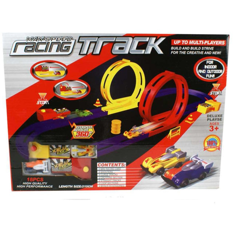 01042 – RACING TRACK W/DOUBLE LOOP PLAYSET 18PCS/SET
