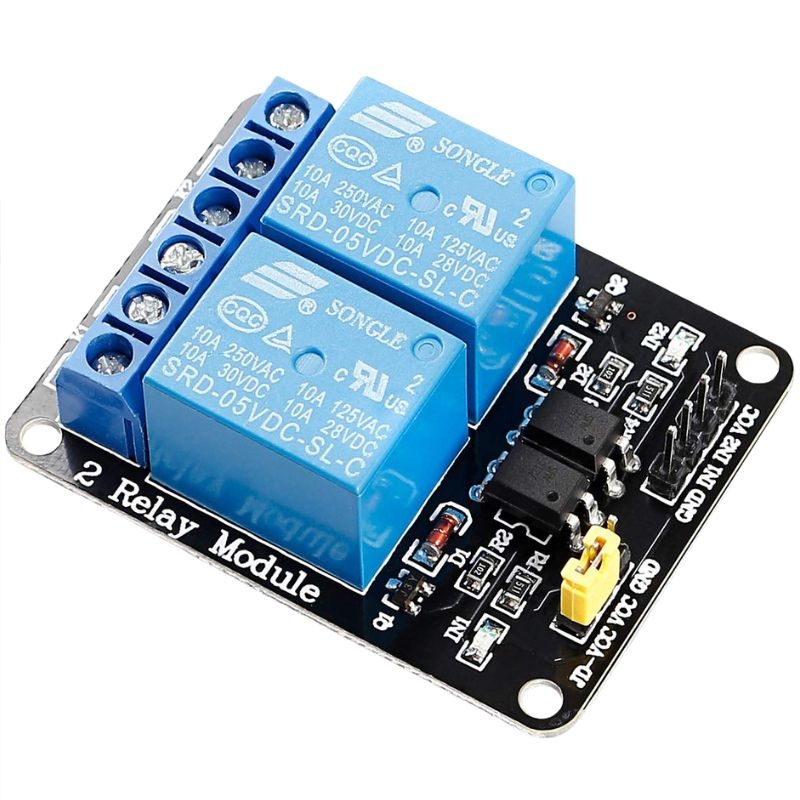 RELAE-000102 – RELAY MODULE 2 CHANNEL 10A 1P2T 250VAC/30VDC IP 5VDC WITH DRIVER