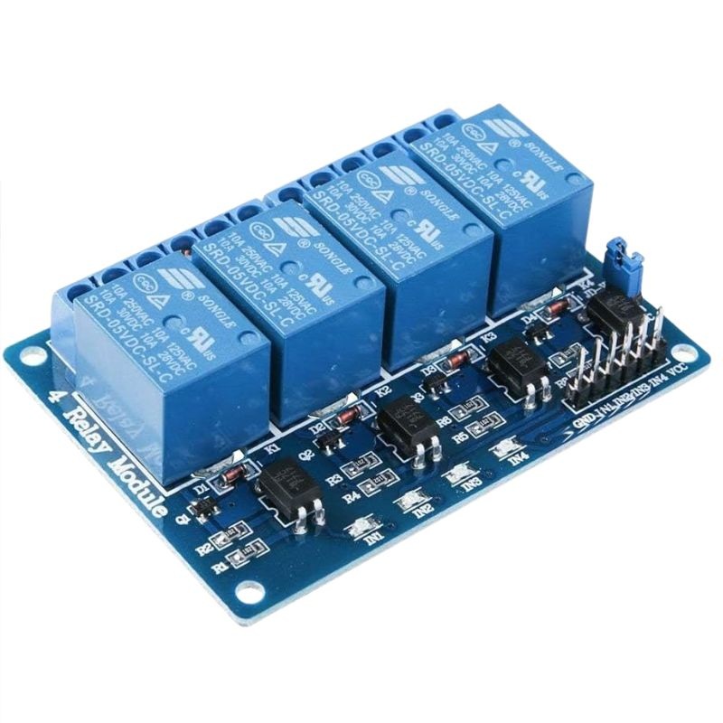 RELAE-000104 – RELAY MODULE 4 CHANNEL 10A 1P2T 250VAC IP 5VDC WITH DRIVER