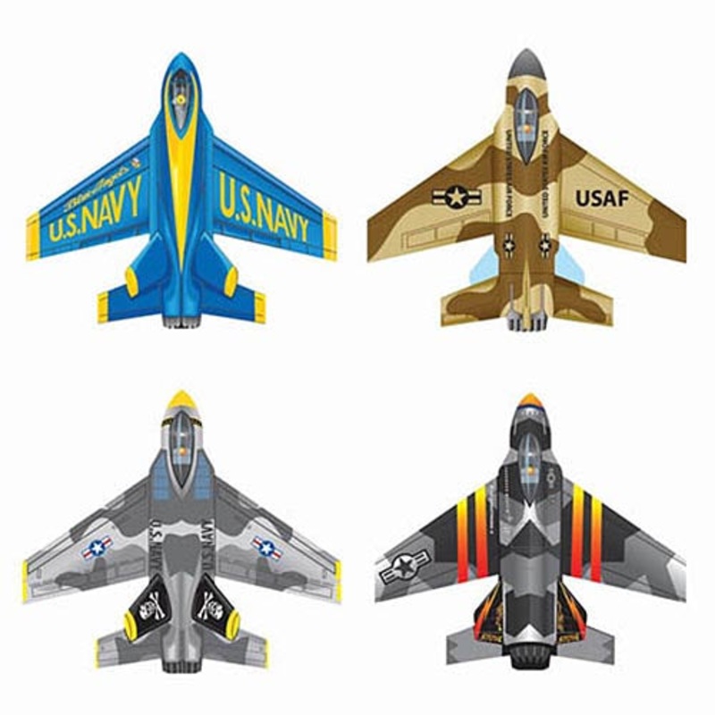 70100 – AIRPLANE MICROJET KITE 4.7IN WIDE MINI MYLAR ASSORTED JETS