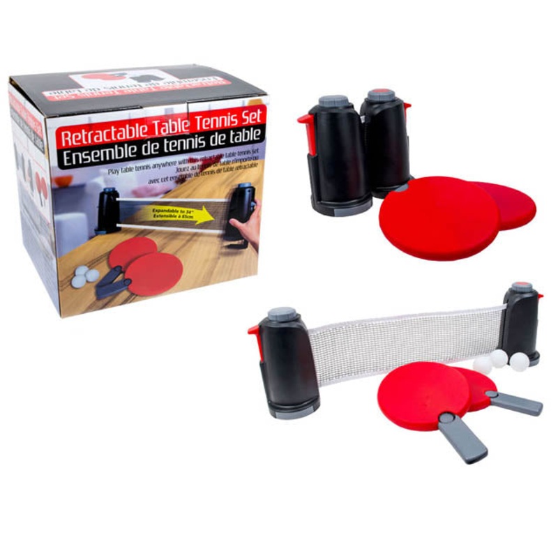 04106 – TABLE TENNIS SET RETRACTABLE W/2 RACKETS AND 3 PING PONG BALL