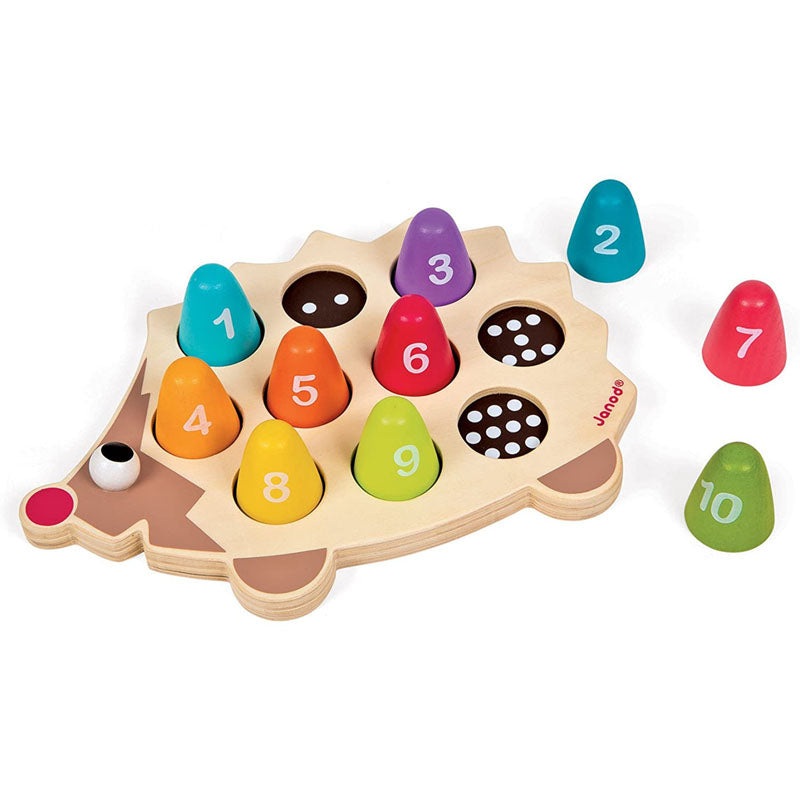 05339 – LEARN TO COUNT WOODEN PUZZLE HEDGEHOG W/10 INTERLOCKING PCS