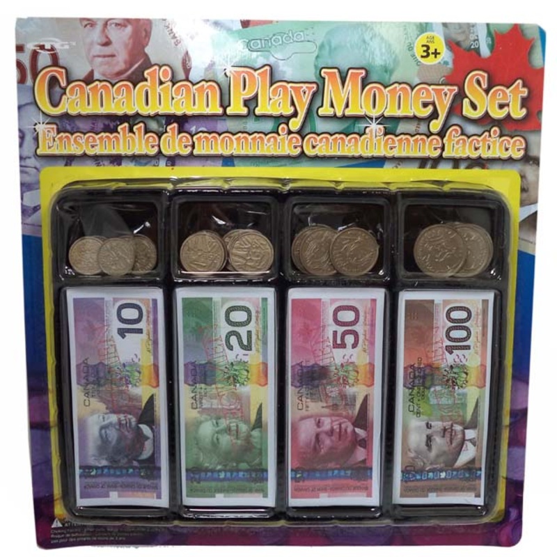 09018 – CANADIAN PLAY MONEY SET ASSORTED COINS AND BILLS