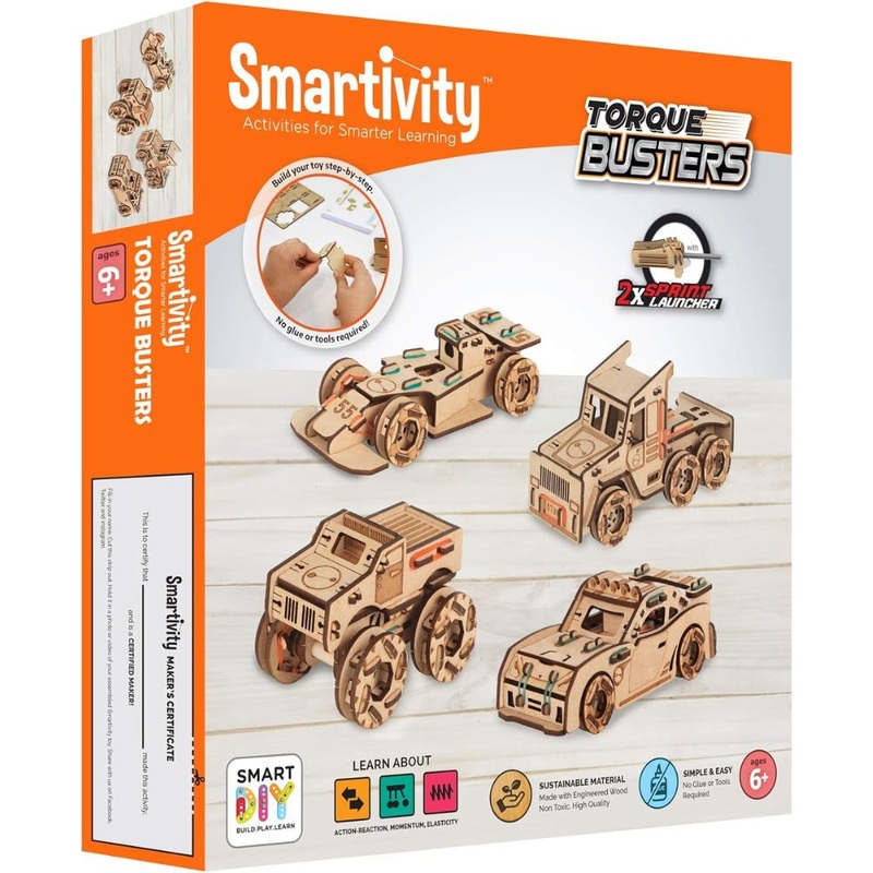 SMRT1117 – SMARTIVITY TORQUE BUSTER 3D WOODEN CAR STEM TOY BUILDING SET