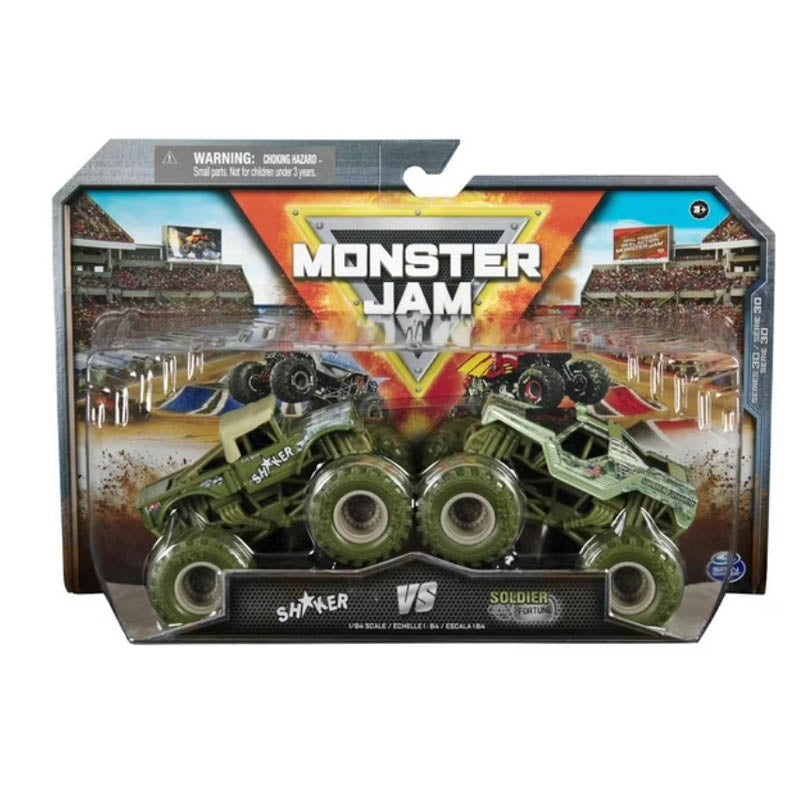 20148543 – MONSTER JAM TRUCKS 1:64 SCALE SHAKER VS SOLDIER FOURTUNE 2PACK