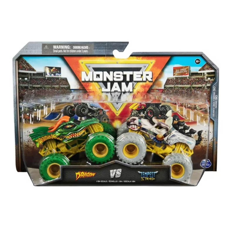 20148545 – MONSTER JAM TRUCKS 1:64 SCALE DRAGON VS TEMPEST STEED 2PACK