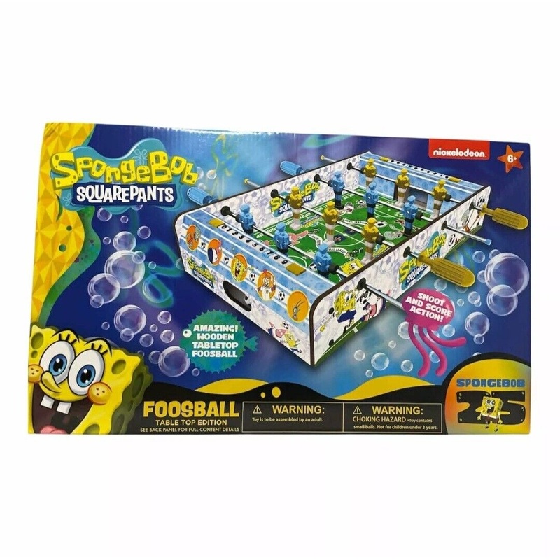 SB8524-01 – FOOSBALL TABLE TOP SPONGE BOB SHOOT AND SCORE ACTION WOODEN